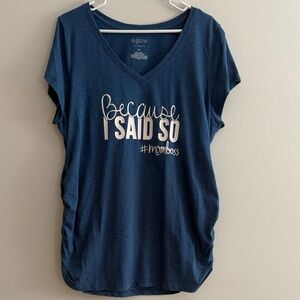 a:glow Maternity Women's Blue V-Neck Tee